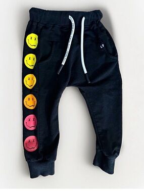 Little Trouble Happy Face Joggers 12-18M Black